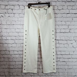 Levi's Made & Crafted Off-White Wide Leg Jeans Button Accents Size 27X28 NWT